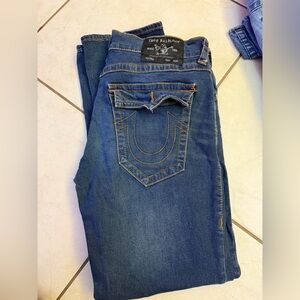True Religion Blue Jeans with Contrast Stitching